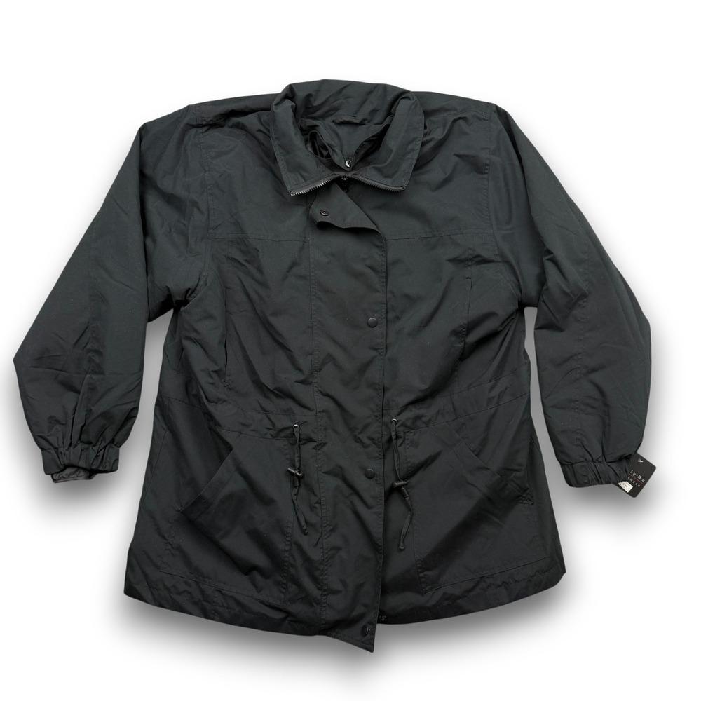 Tally-Ho Outerwear Jacket Womens 2X Black Full Zip Fleece Lined Drawstring Waist